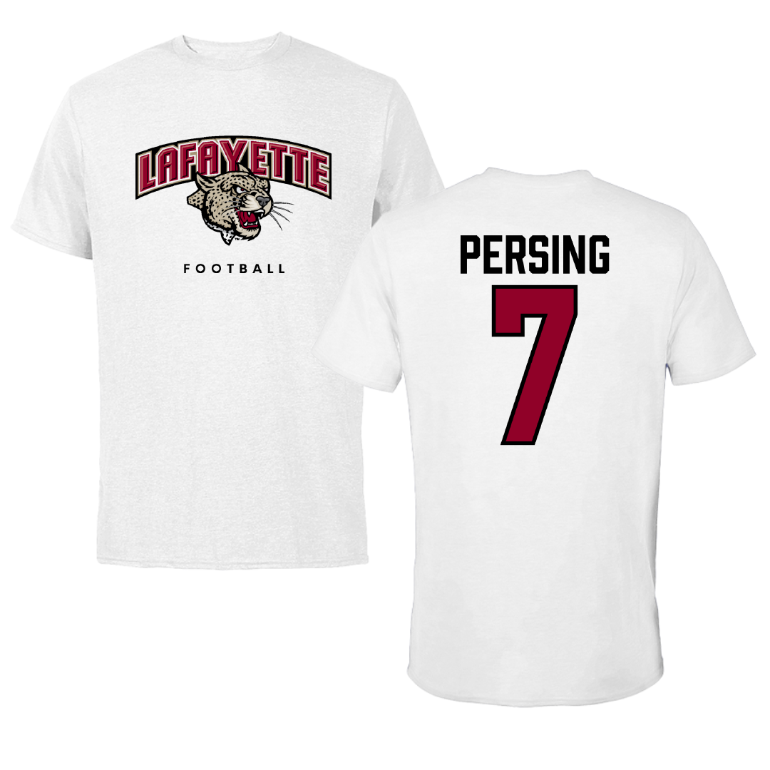 Lafayette College Football White Performance Tee - #7 Carson Persing