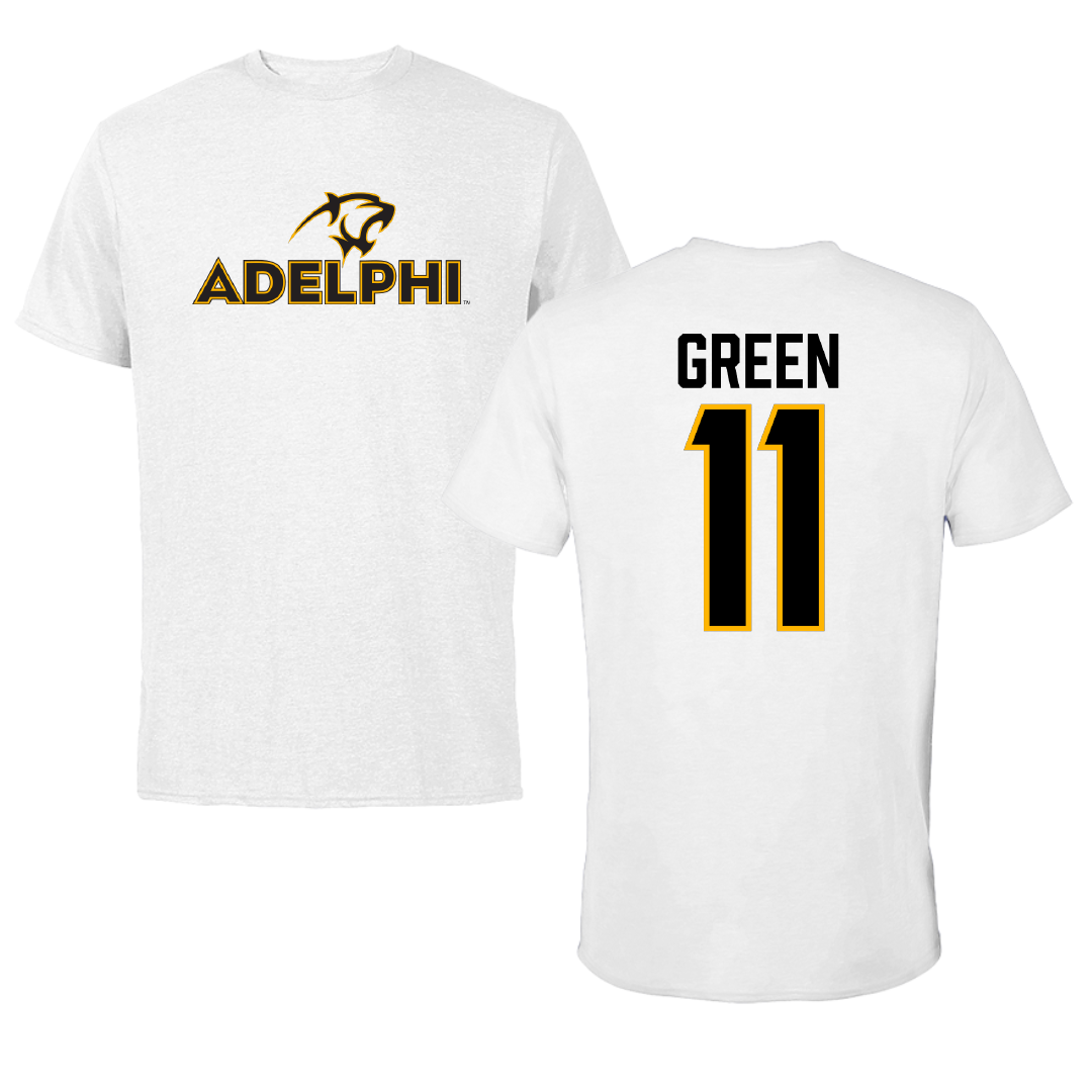 Adelphi University Lacrosse White Performance Tee - #11 Aidan Green