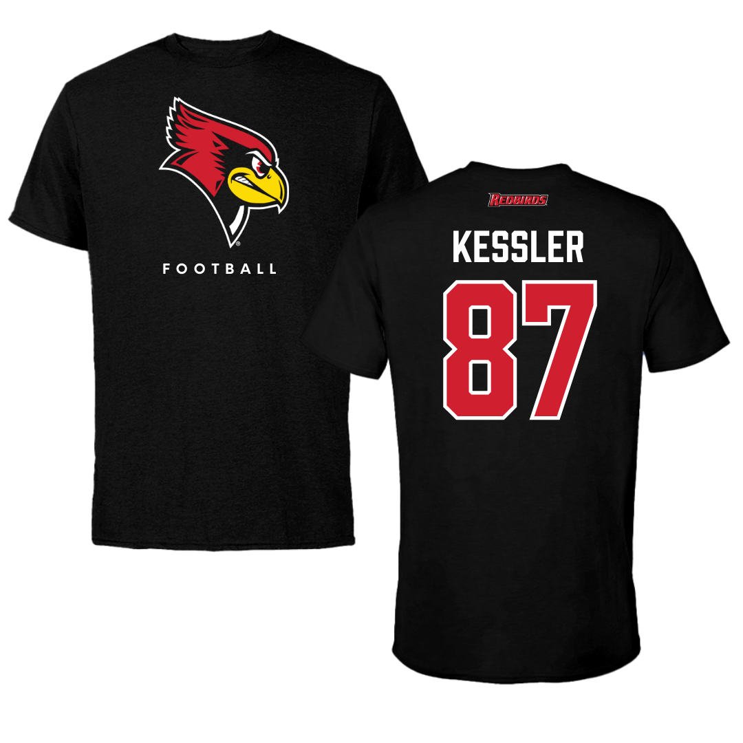Illinois State University Football Black Performance Tee - #87 Nick Kessler