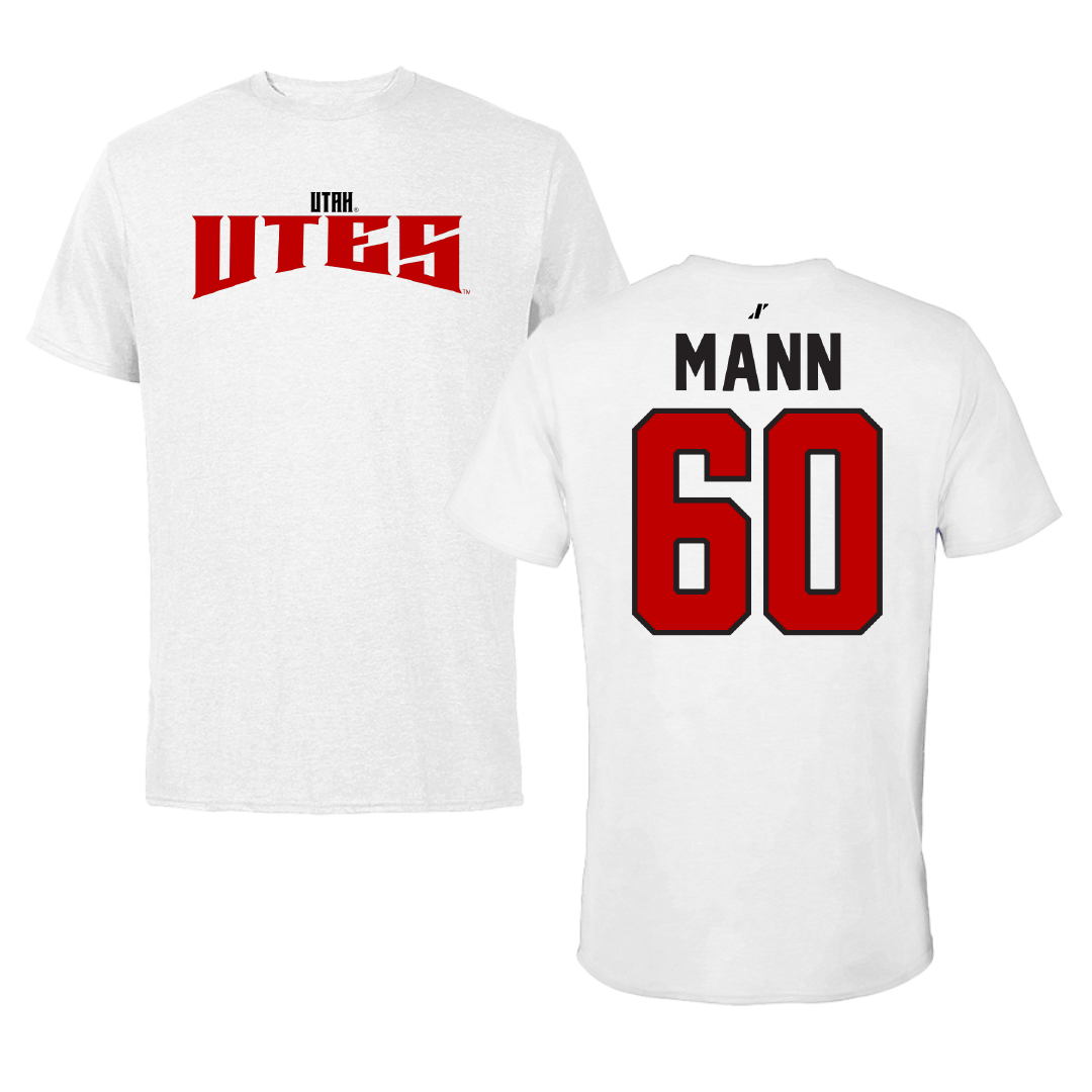 University of Utah Football White Classic Tee - #60 Shintaro Mann
