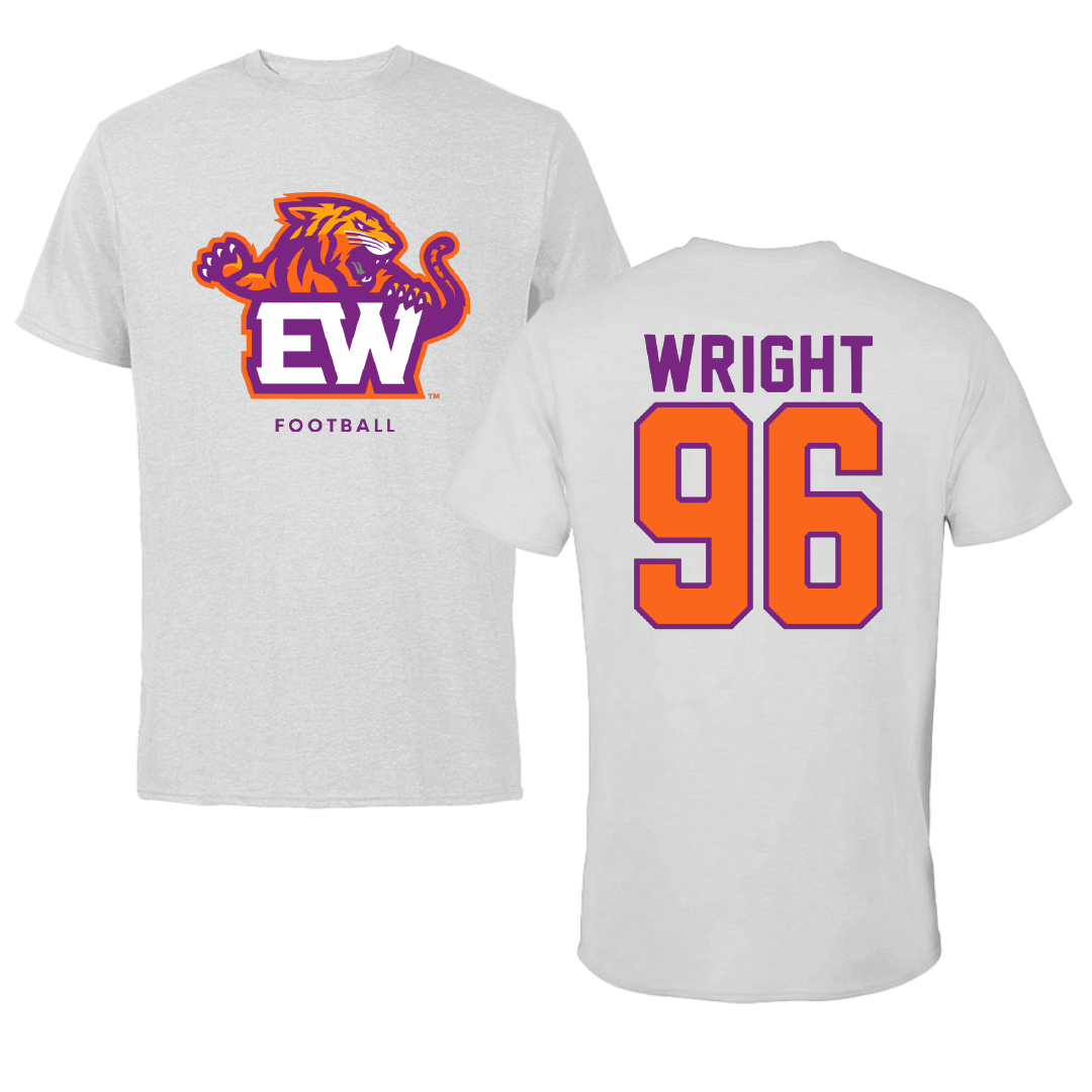 Edward Waters University Football Light Gray Performance Tee - #96 Xavier Wright