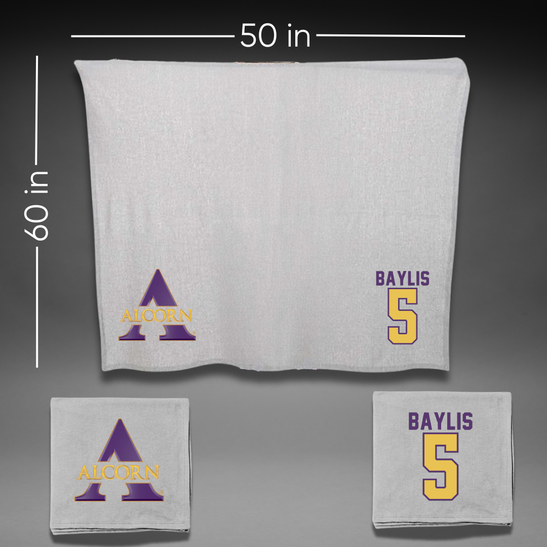 Alcorn State University Baseball Gray Blanket - #5 Payton Baylis