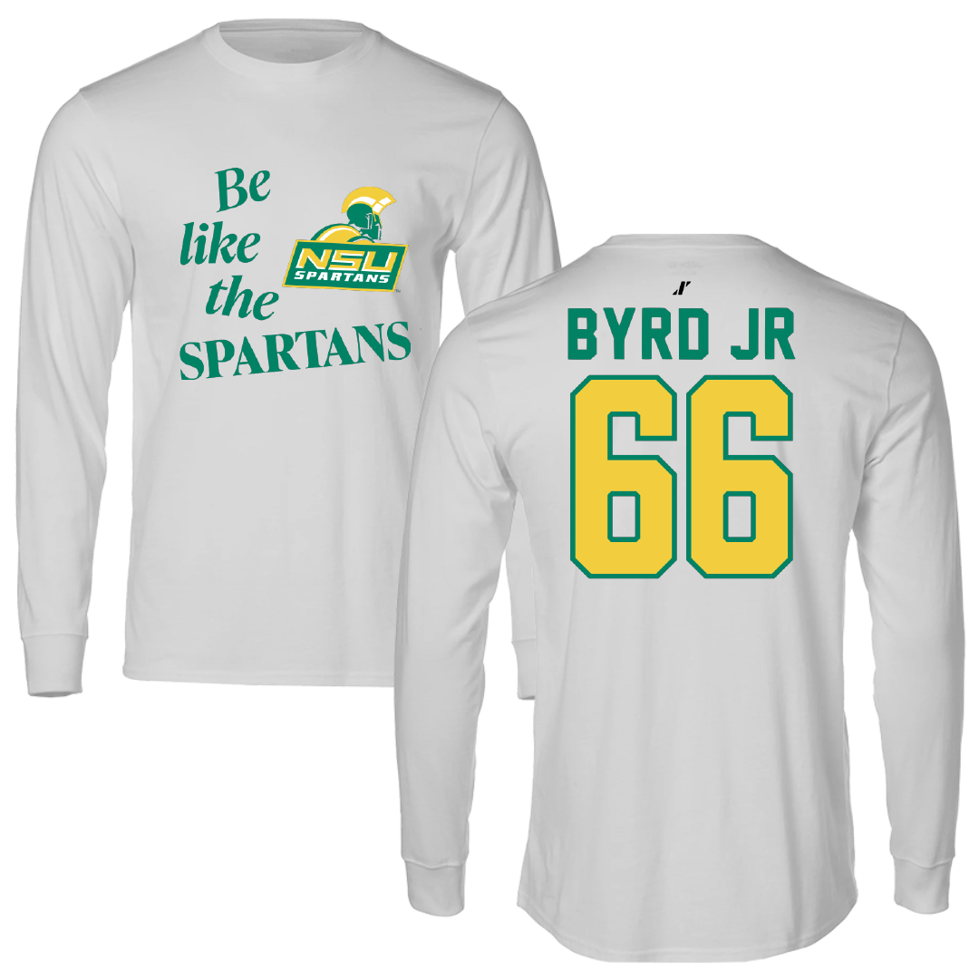Norfolk State University Football Light Gray Be Like Us Long Sleeve - #66 Vincent Byrd Jr