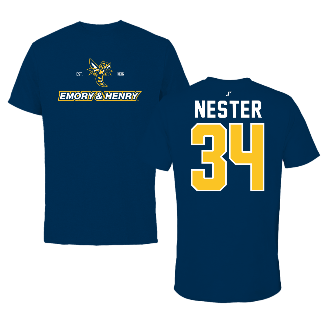 Emory & Henry College Baseball Navy General Performance Tee - #34 Jacob Nester