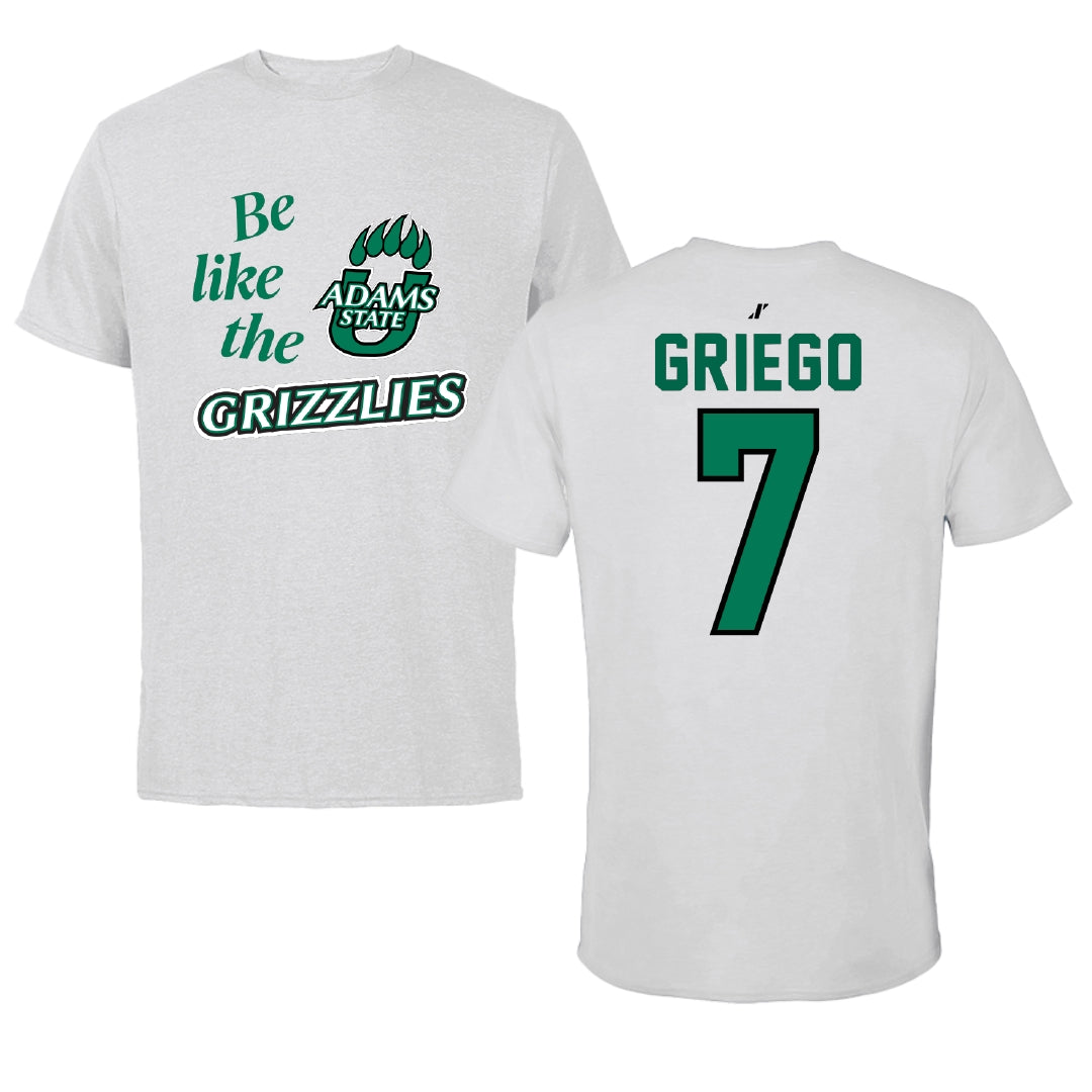 Adams State University Baseball Light Gray Be Like Us Tee - #7 Markus Griego