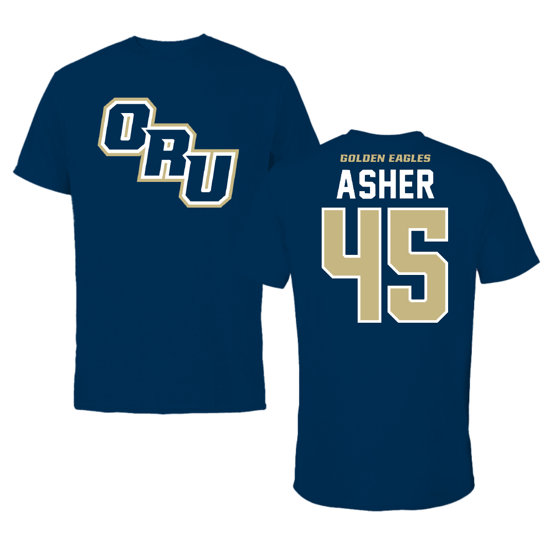 Oral Roberts University Baseball Navy Tee - #45 Brenden Asher