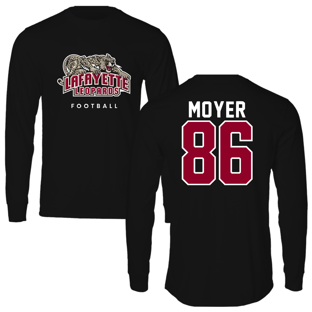 Lafayette College Football Black Performance Long Sleeve - #86 Jon Moyer