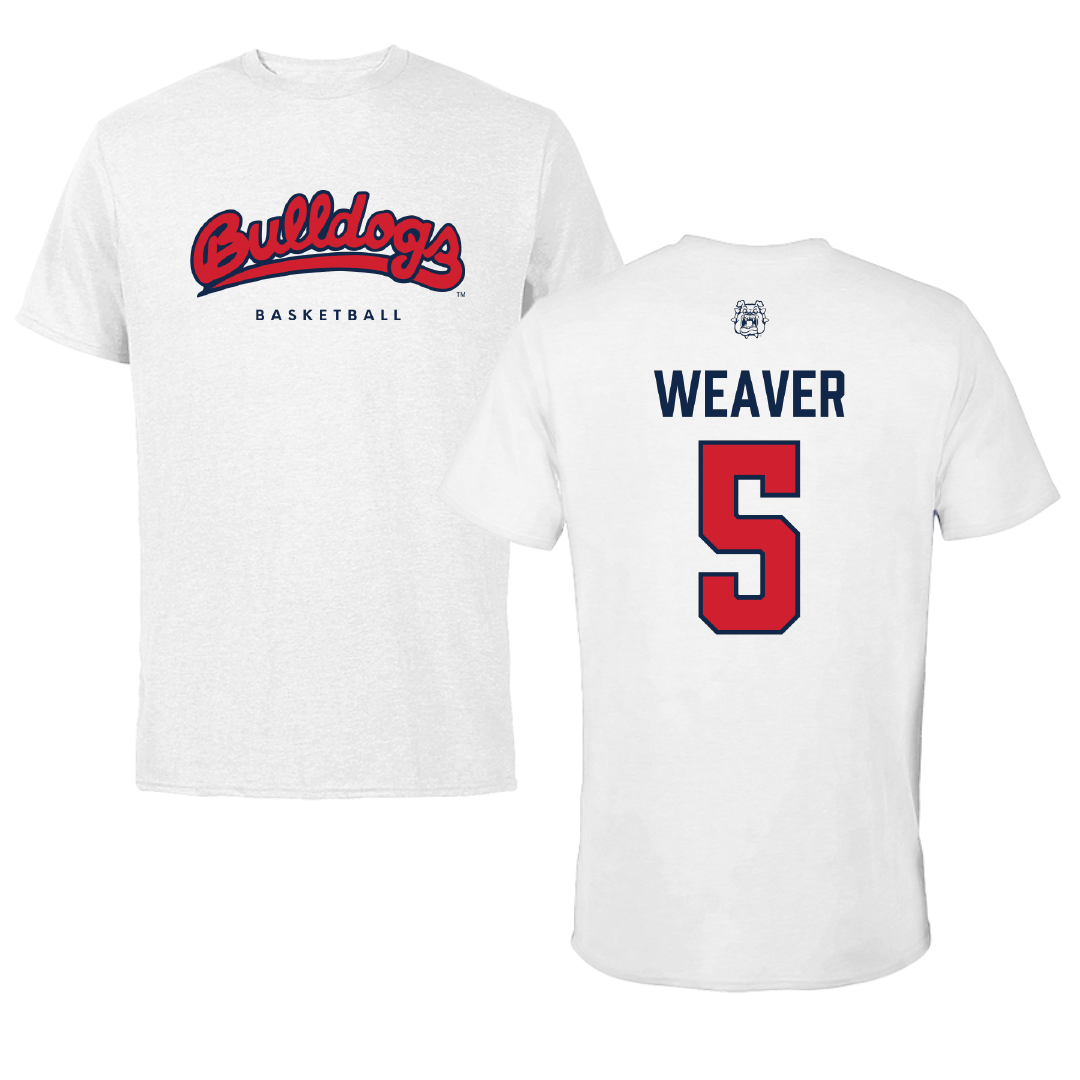 Fresno State University Basketball White Performance Tee - #5 Jalen Weaver
