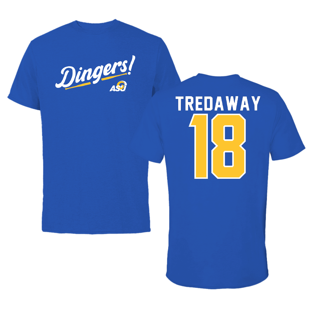 Angelo State University Baseball Blue Dingers Tee - #18 Tayten Tredaway