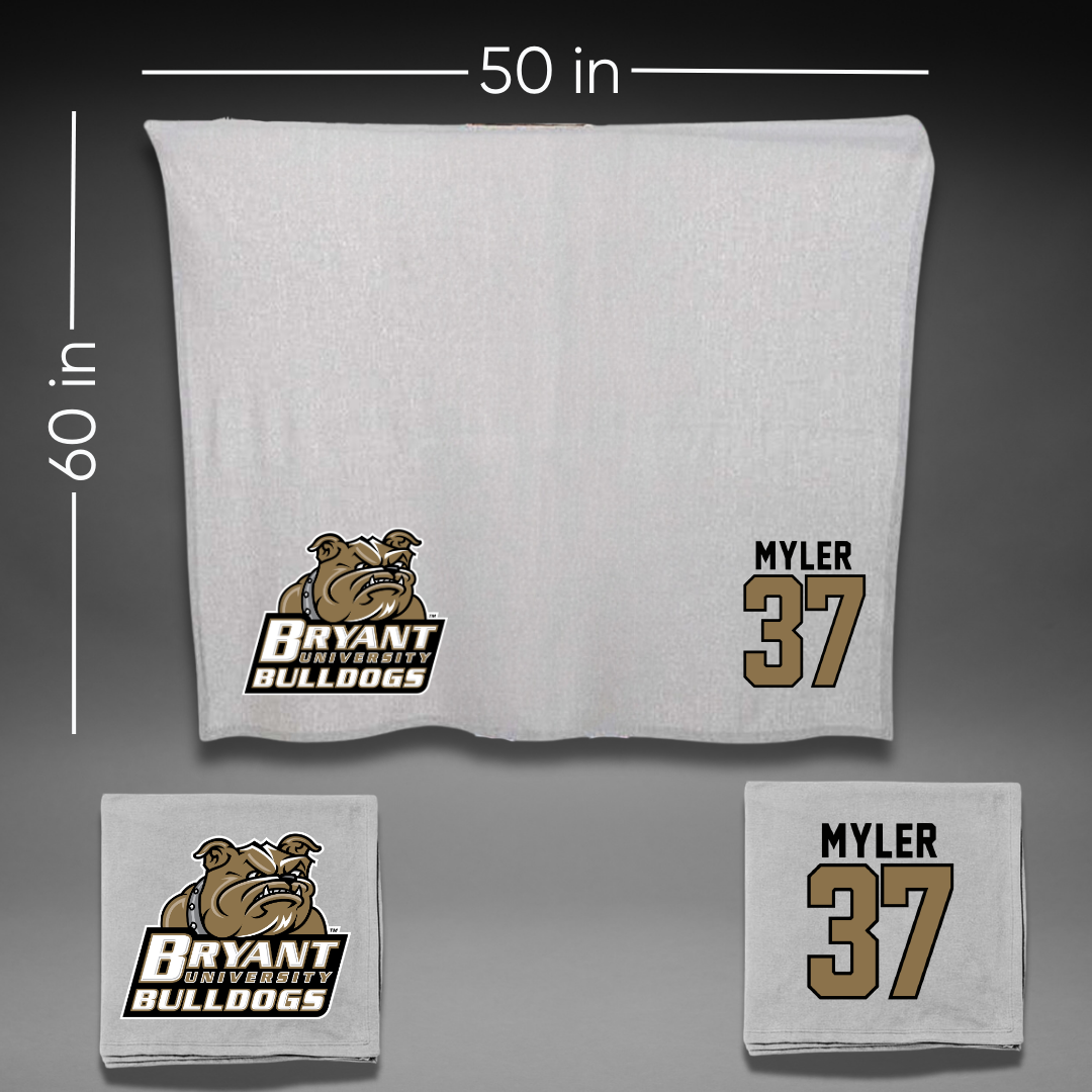 Bryant University Baseball Gray Blanket - #37 James Myler