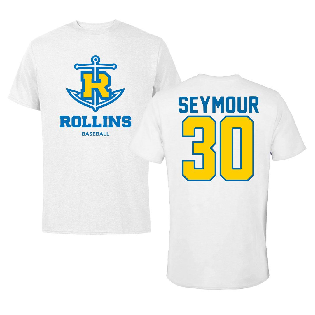 Rollins College Baseball White Tee - #30 AJ Seymour