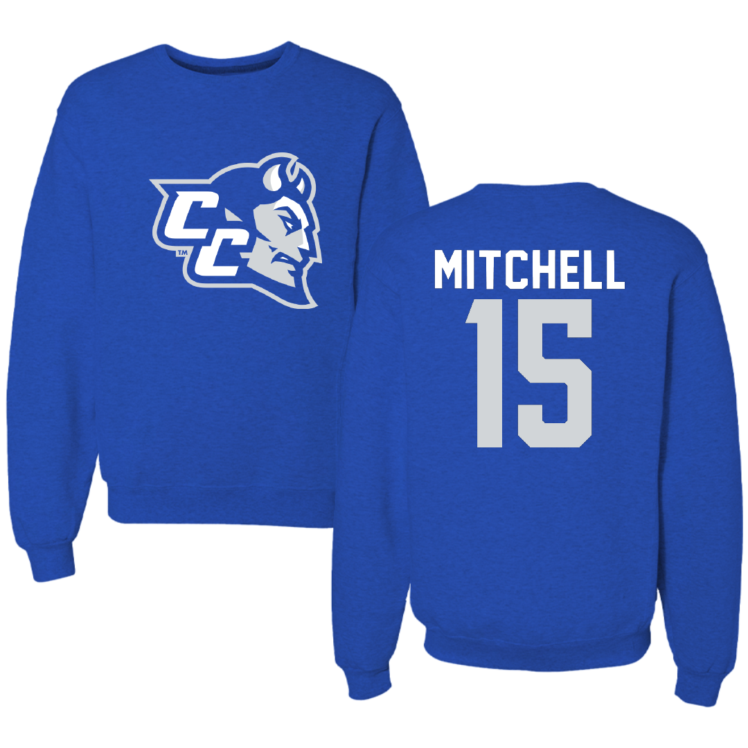 Central Connecticut State University Softball Blue Crewneck - #15 Abigail Mitchell