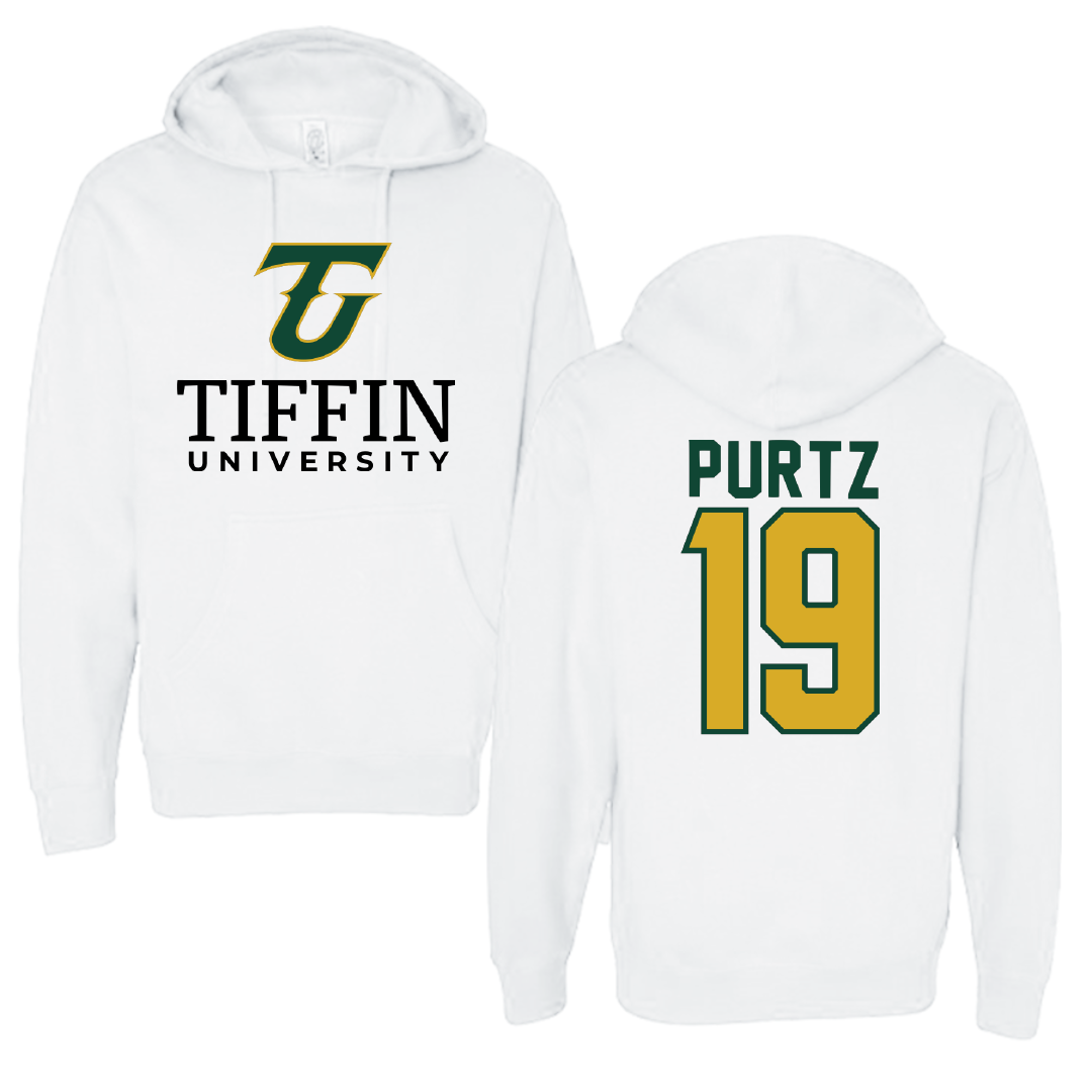 Tiffin University Soccer White Hoodie - #19 Noah Purtz