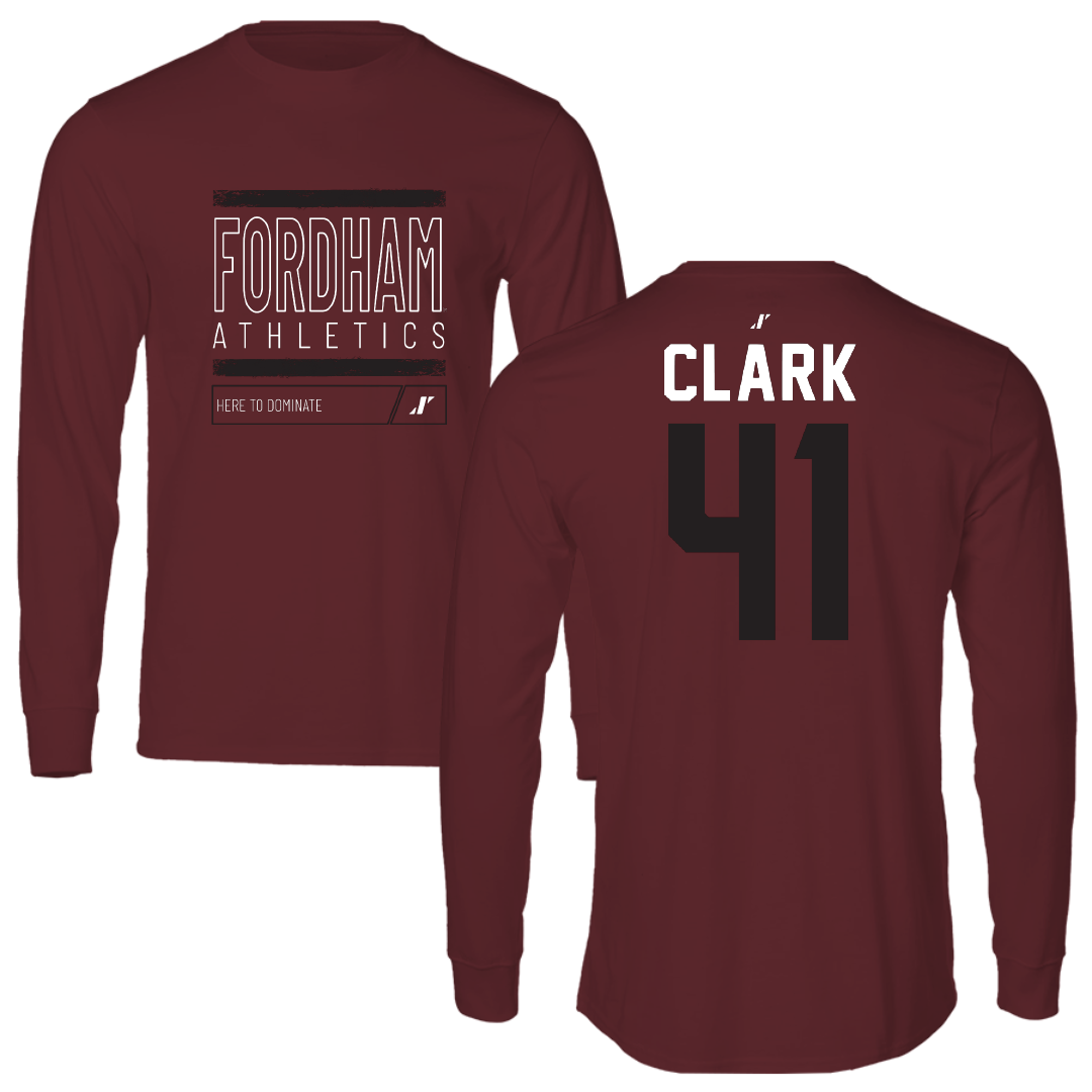Fordham University Baseball Maroon Dominate Long Sleeve - #41 Sam Clark
