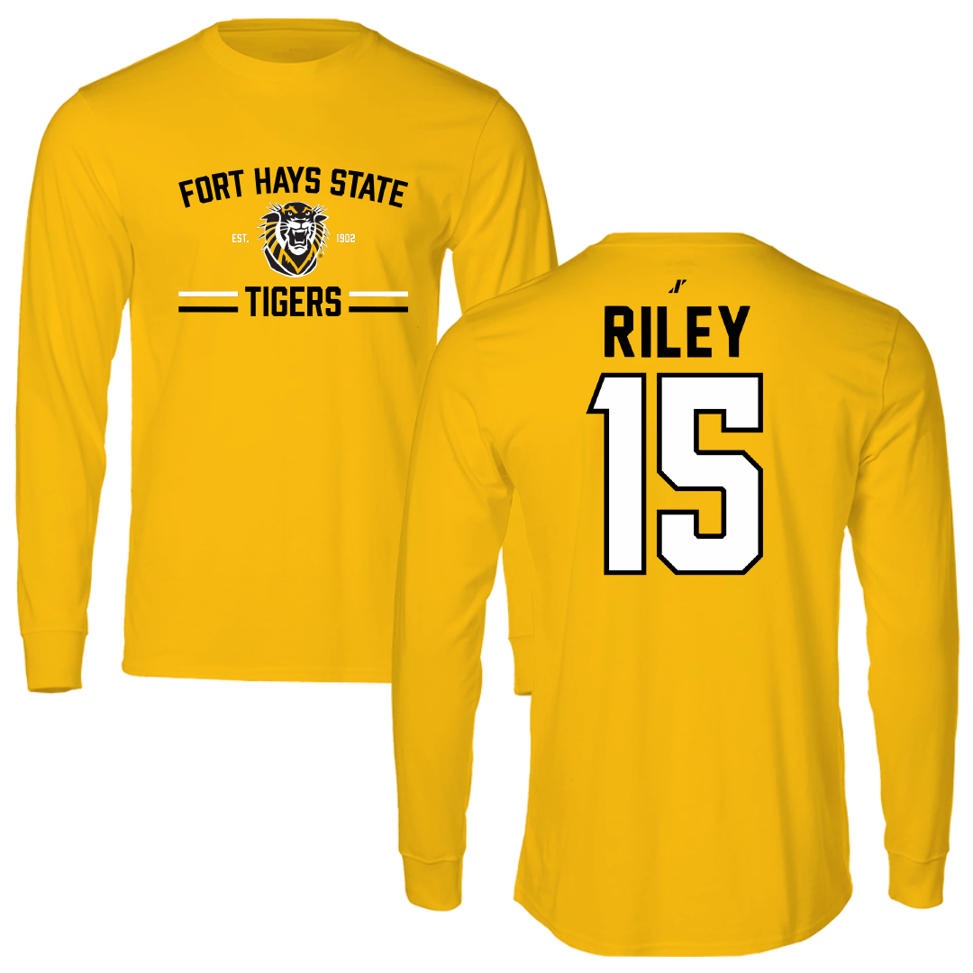 Fort Hays State University Baseball Gold General Performance Long Sleeve - #15 Tyrus Riley