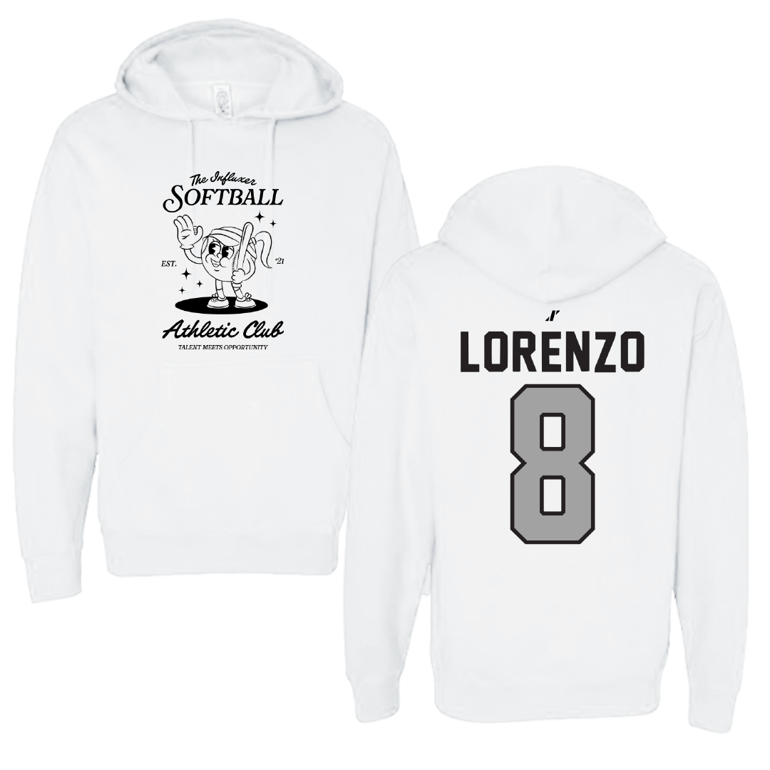 Softball White Influxer Athletic Club Hoodie - #8 Brooklyn Lorenzo