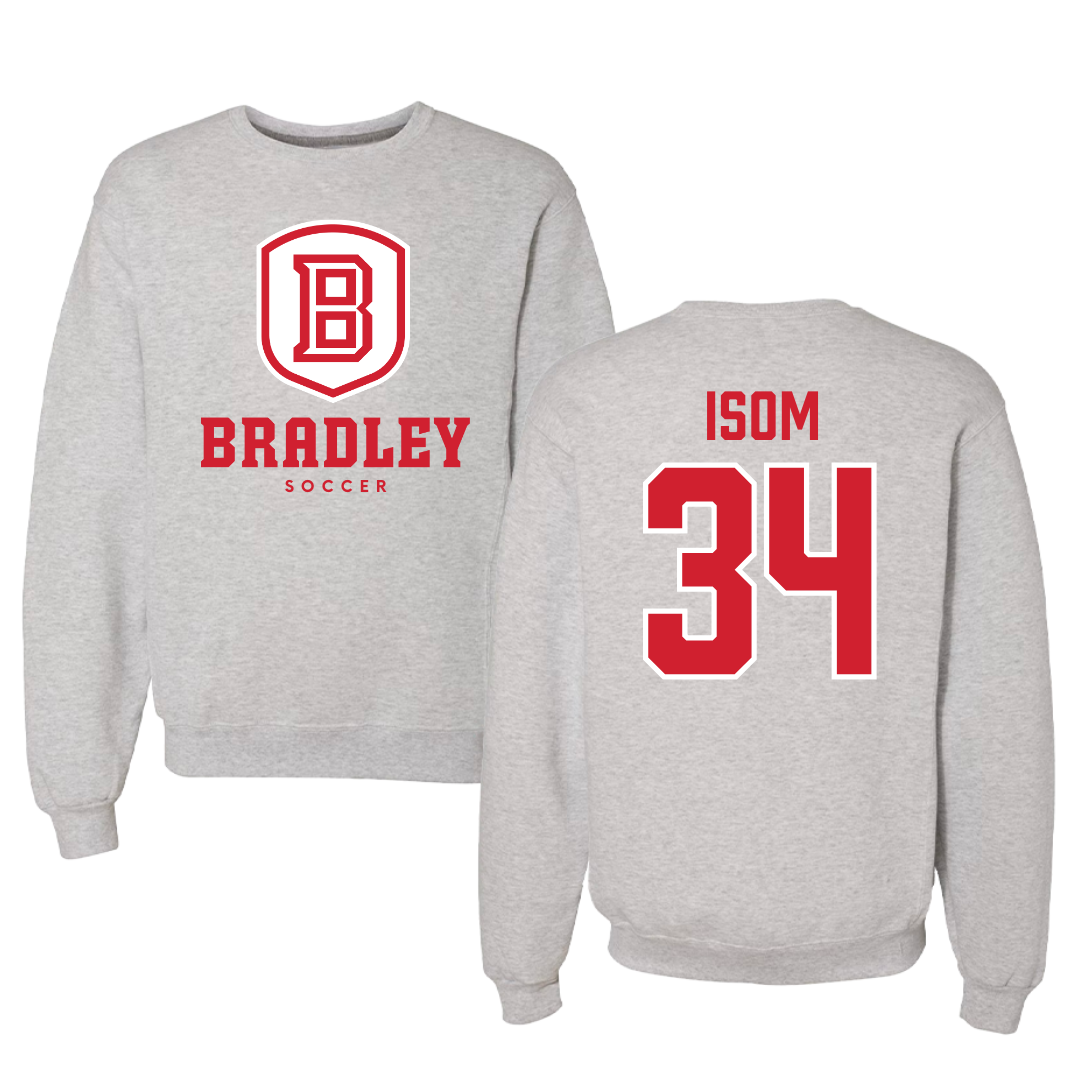 Bradley University Soccer Gray Crewneck - #34 Nathaniel Isom