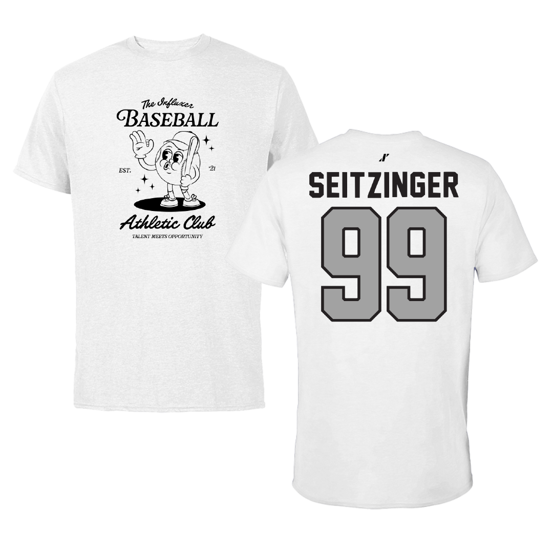 Baseball White Influxer Athletic Club Tee - #99 Micah Seitzinger