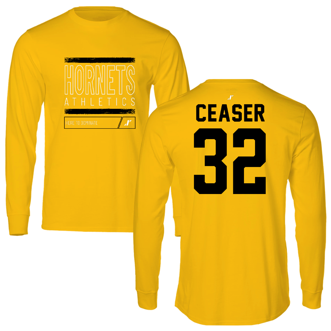 Alabama State University Football Gold Dominate Performance Long Sleeve - #32 Brennen Ceaser