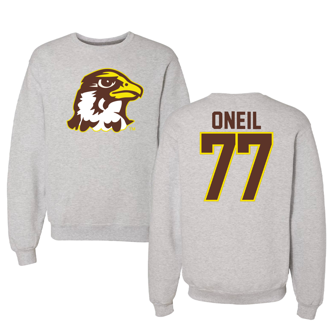 Quincy University Football Gray Crewneck - #77 Caiden ONeil