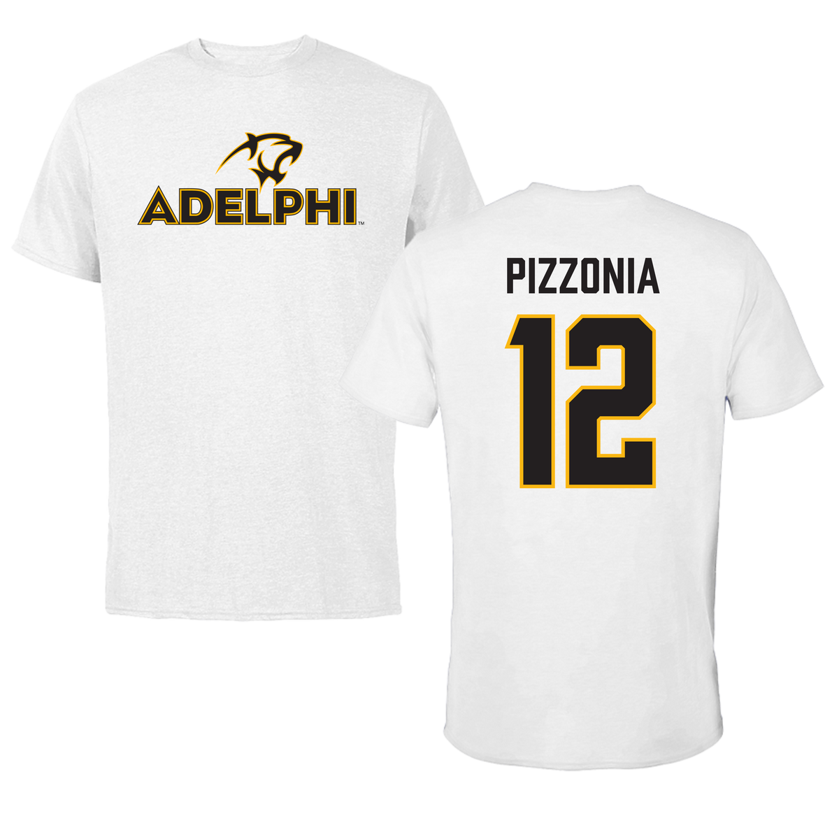 Adelphi University Baseball White Tee - #12 Greyson Pizzonia