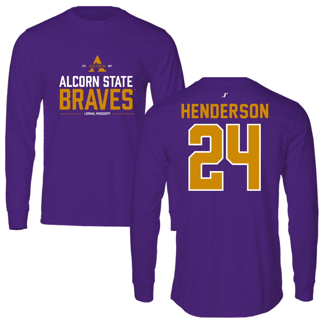 Alcorn State University Basketball Purple General Performance Long Sleeve - #24 Kiarra Henderson