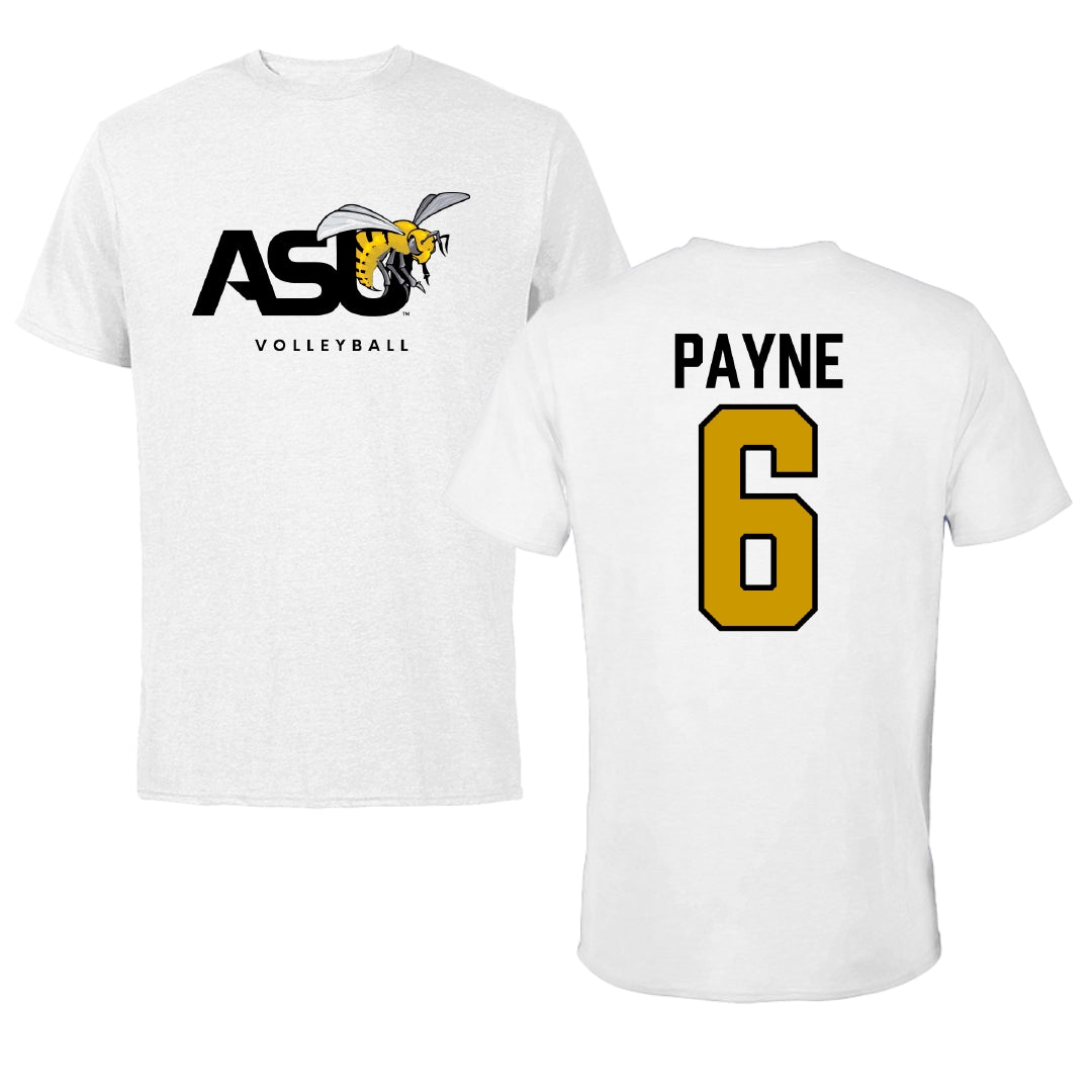 Alabama State University Volleyball White ASU Performance Tee - #6 Bailee Payne