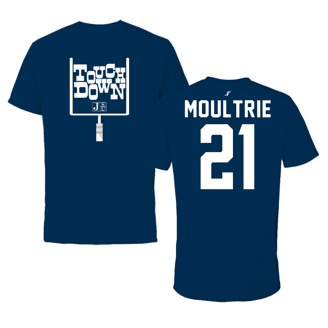 Jackson State University Football Navy Touchdown Tee - #21 Desmond Moultrie