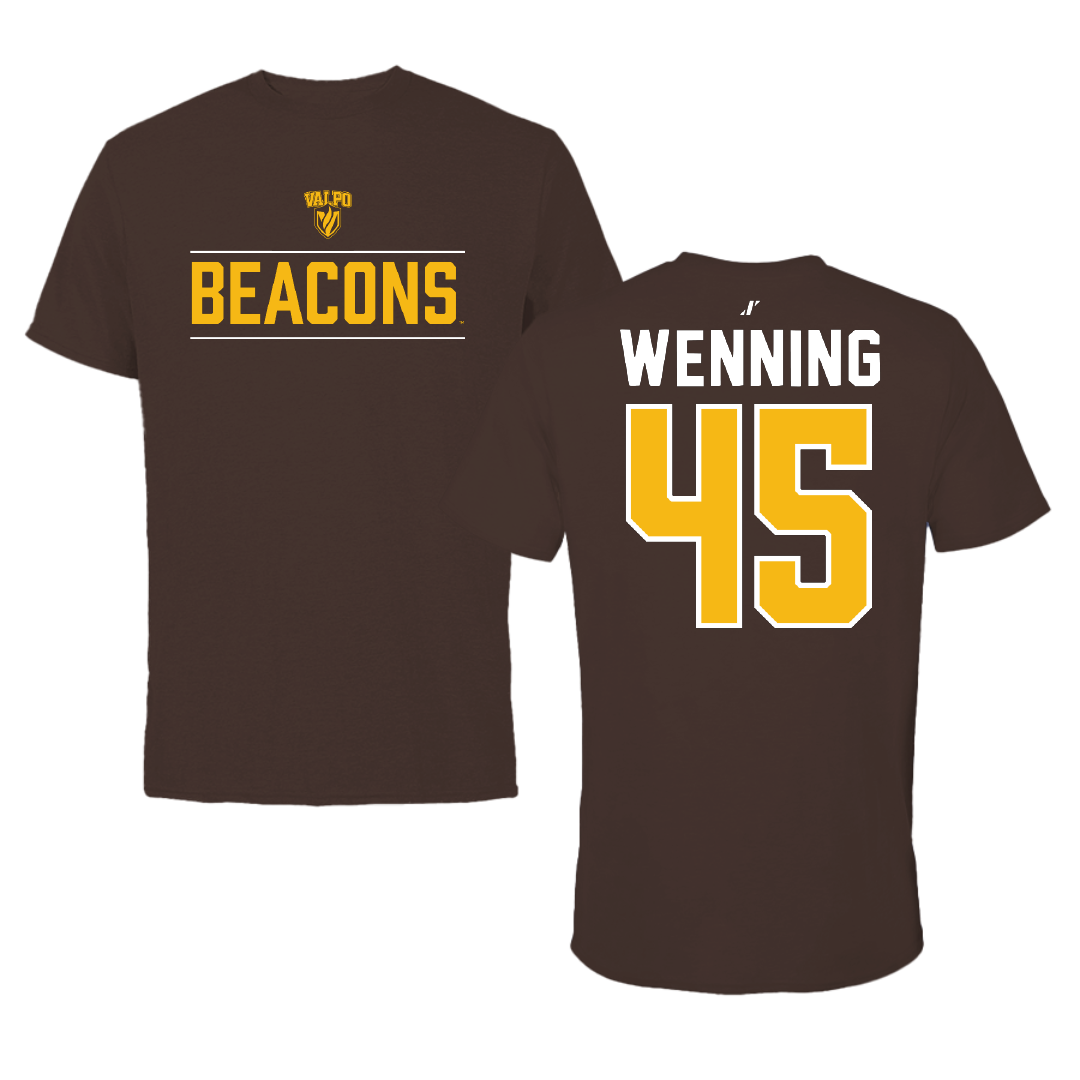 Valparaiso University Football Brown General Tee - #45 Gus Wenning