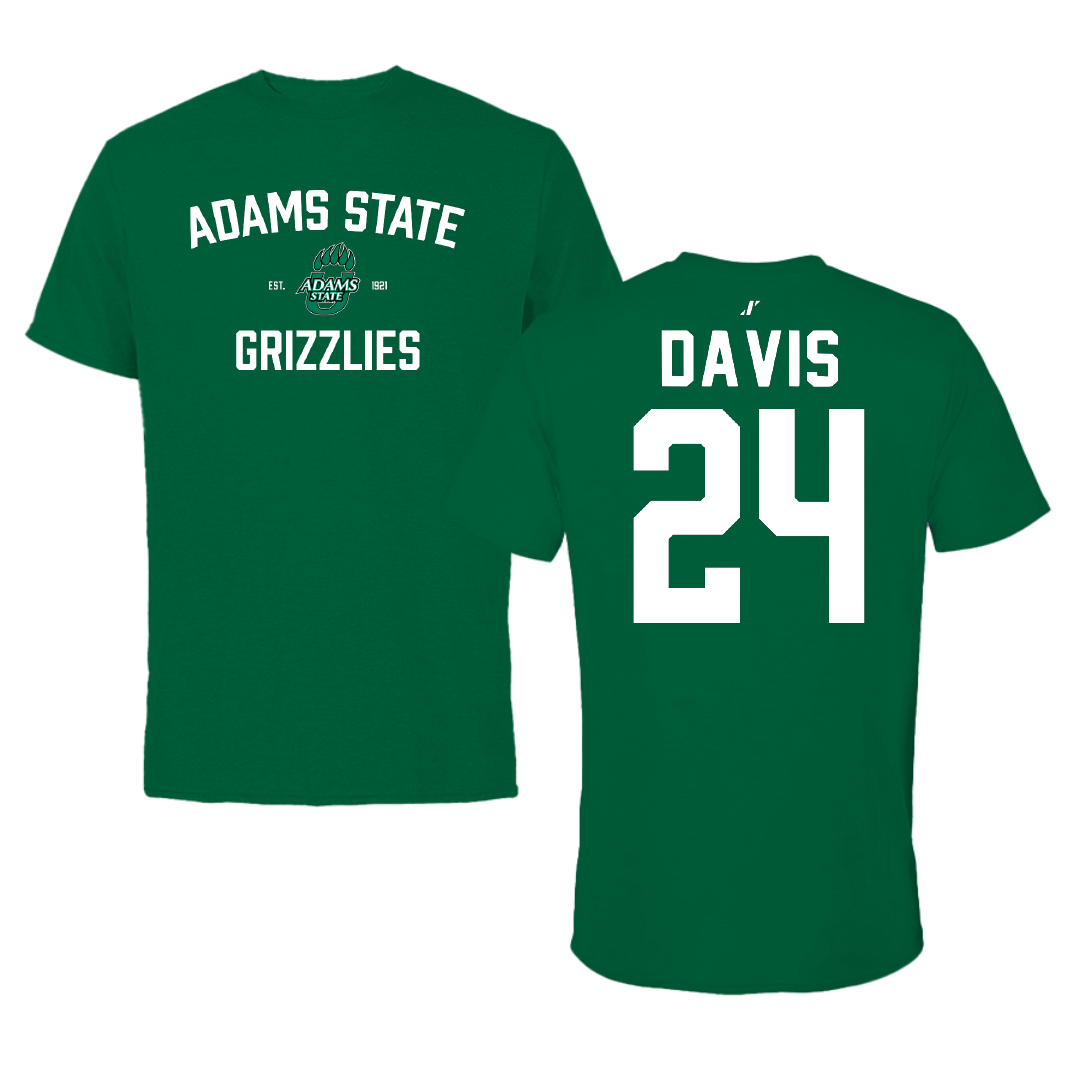 Adams State University Basketball Green General Performance Tee - #24 Riahana Davis