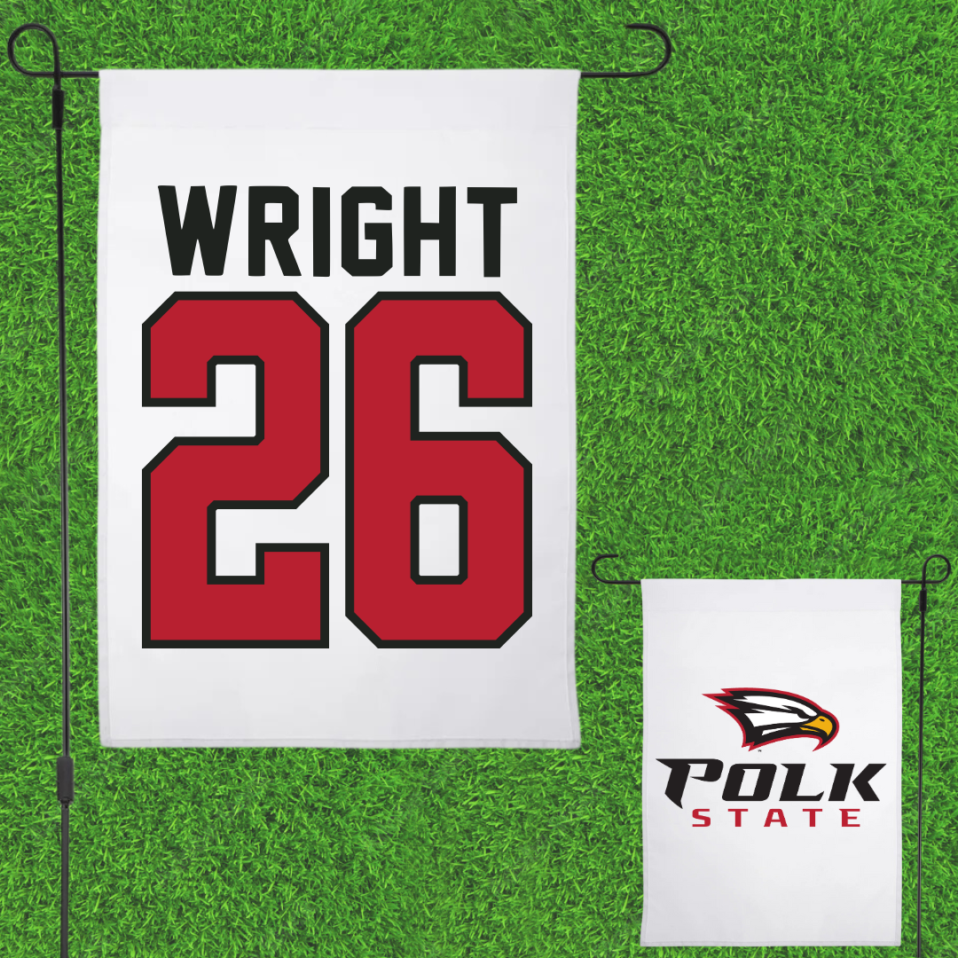 Polk State College Baseball White Garden Flag - #26 Zane Wright