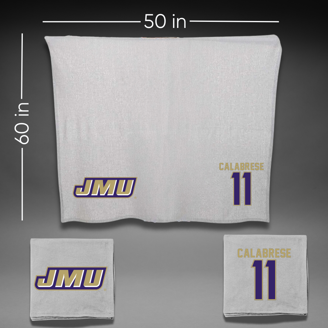James Madison University Baseball Gray Blanket - #11 Coleman Calabrese