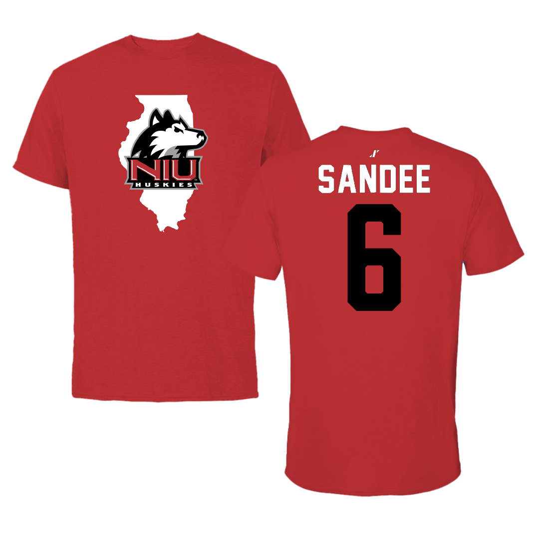 Northern Illinois University Baseball Red State Performance Tee - #6 Nolan Sandee