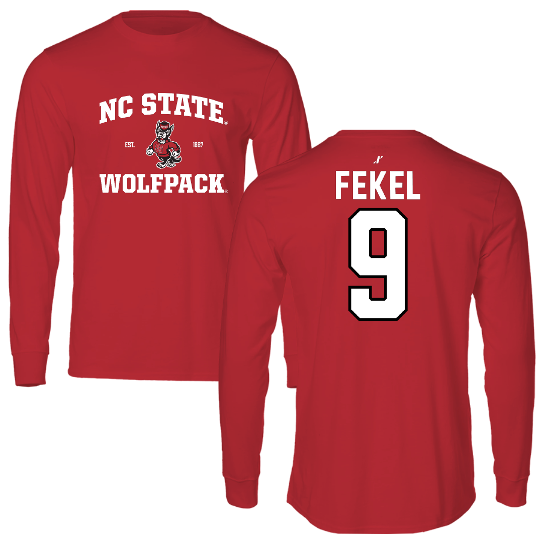 North Carolina State University Softball Red General Performance Long Sleeve - #9 Kayla Fekel