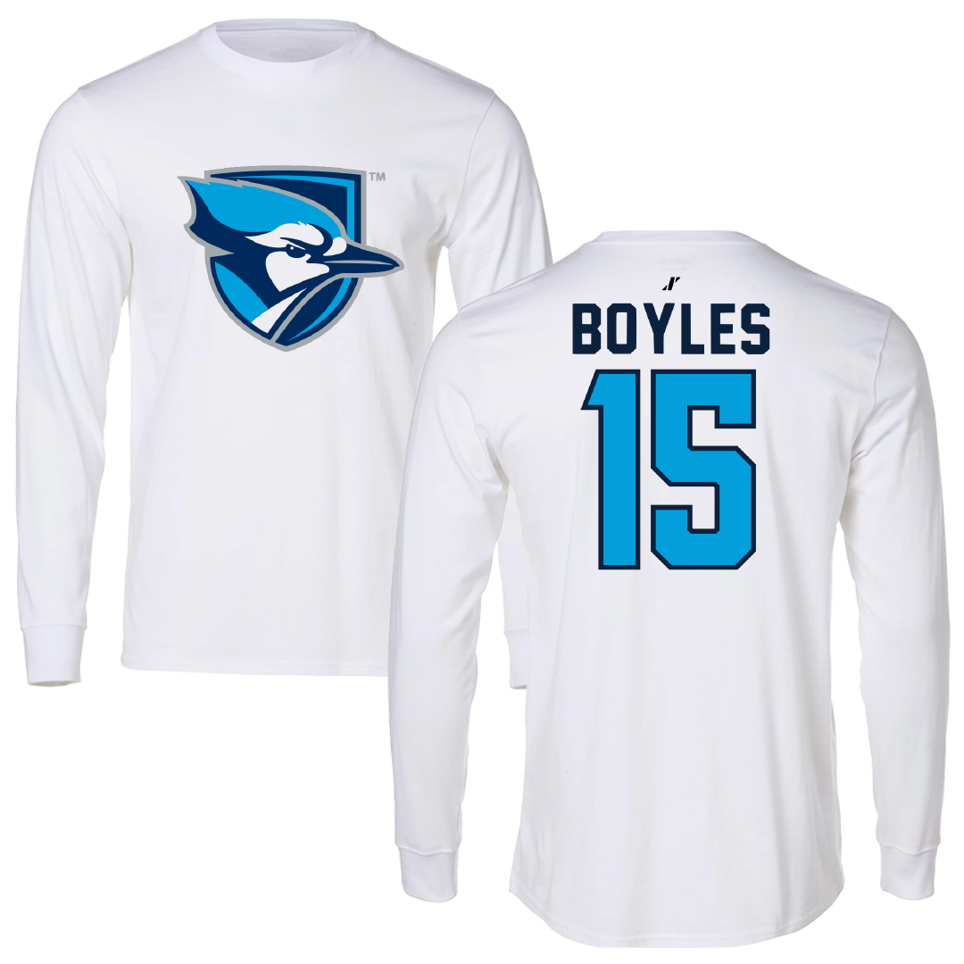 Elmhurst University Baseball White Performance Long Sleeve - #15 Jonathan Boyles
