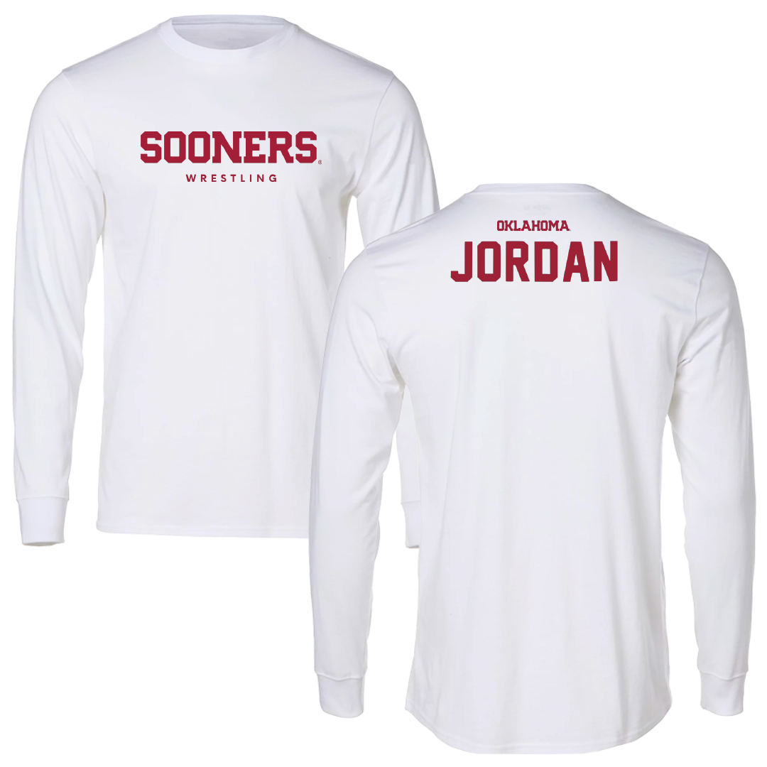 University of Oklahoma Wrestling White Sooners Performance Long Sleeve - Beric Jordan