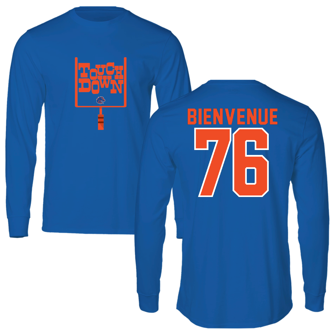 Boise State University Football Blue Touchdown Performance Long Sleeve - #76 Greg Bienvenue