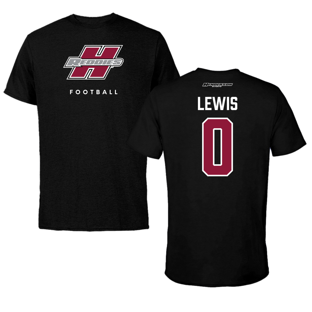 Henderson State University Football Black Performance Tee - #0 Gary Lewis
