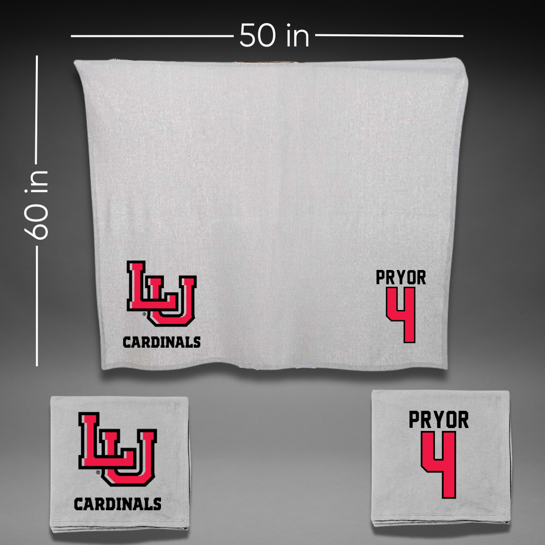 Lamar University Basketball Gray Blanket - #4 Chris Pryor