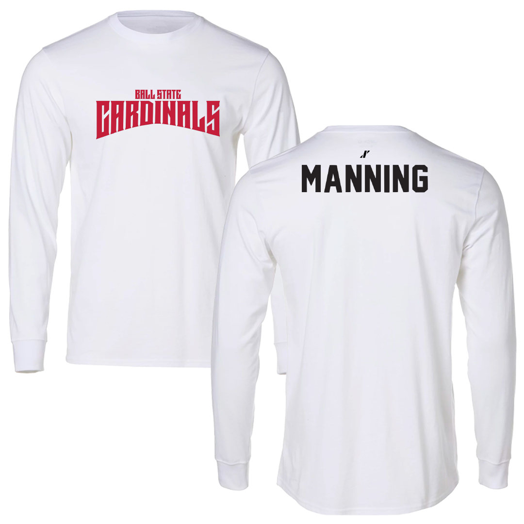 Ball State University Swimming & Diving White Classic Performance Long Sleeve - Reece Manning