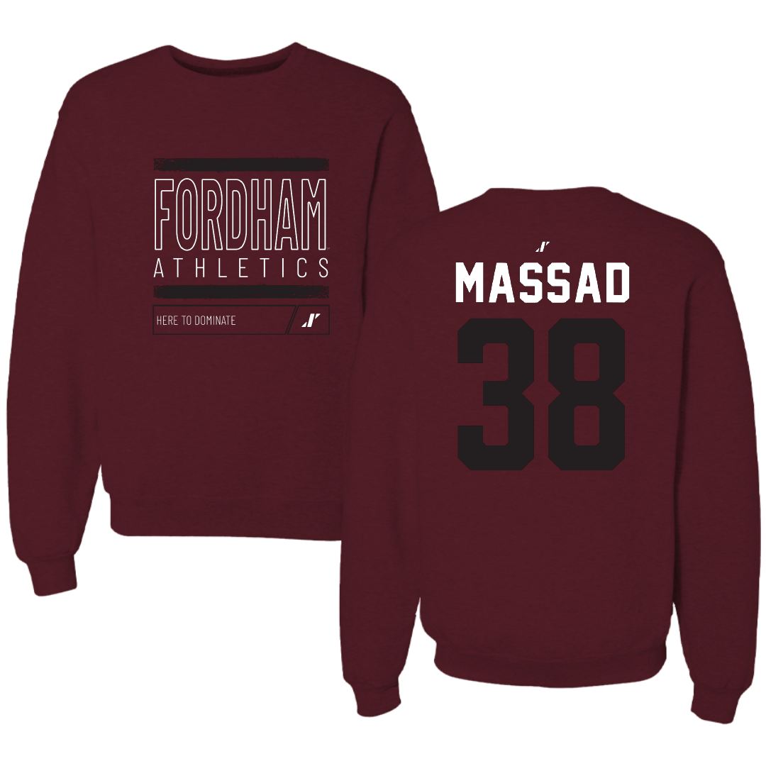 Fordham University Football Maroon Dominate Crewneck - #38 Mack Massad