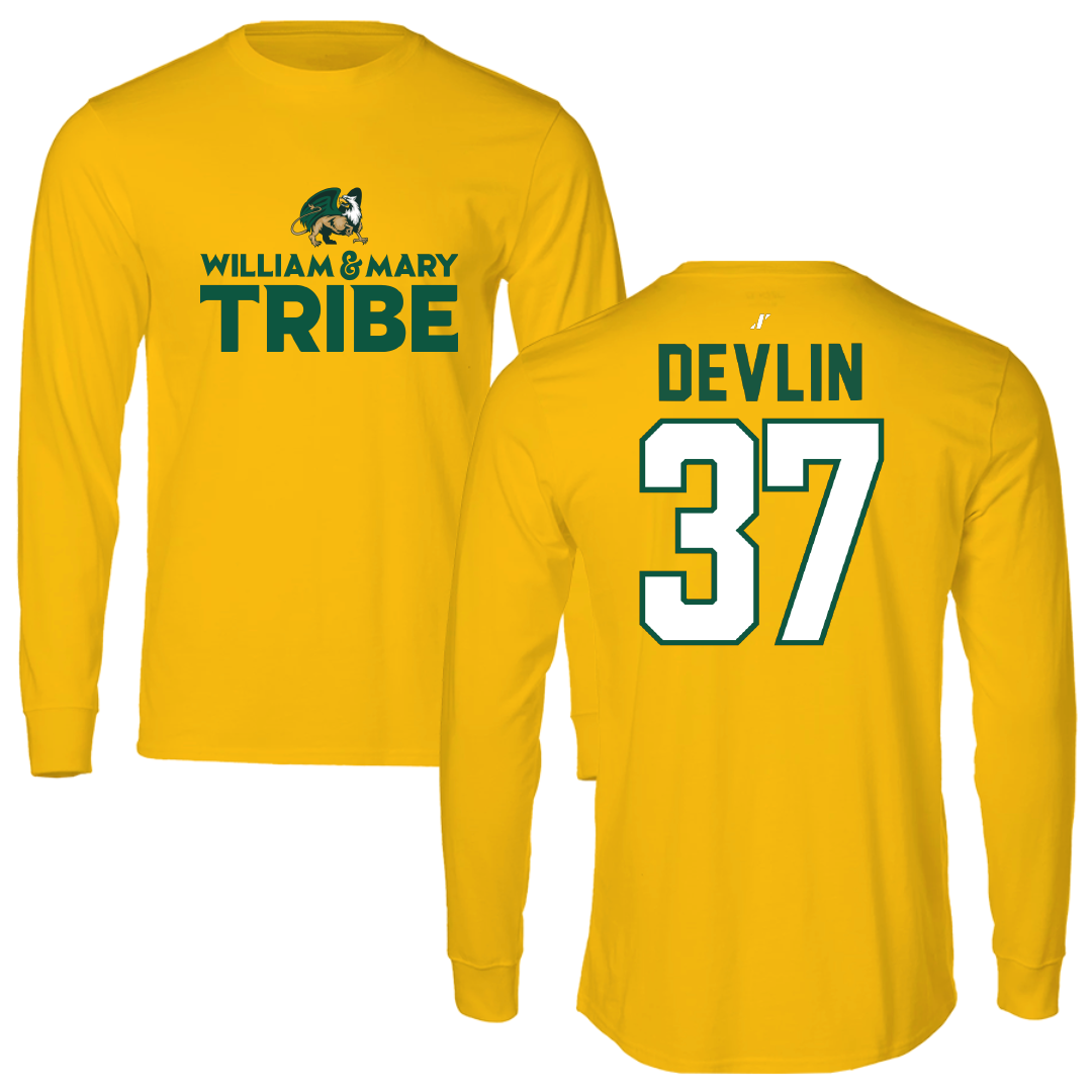 William & Mary Football Gold General Long Sleeve - #37 Quinn Devlin