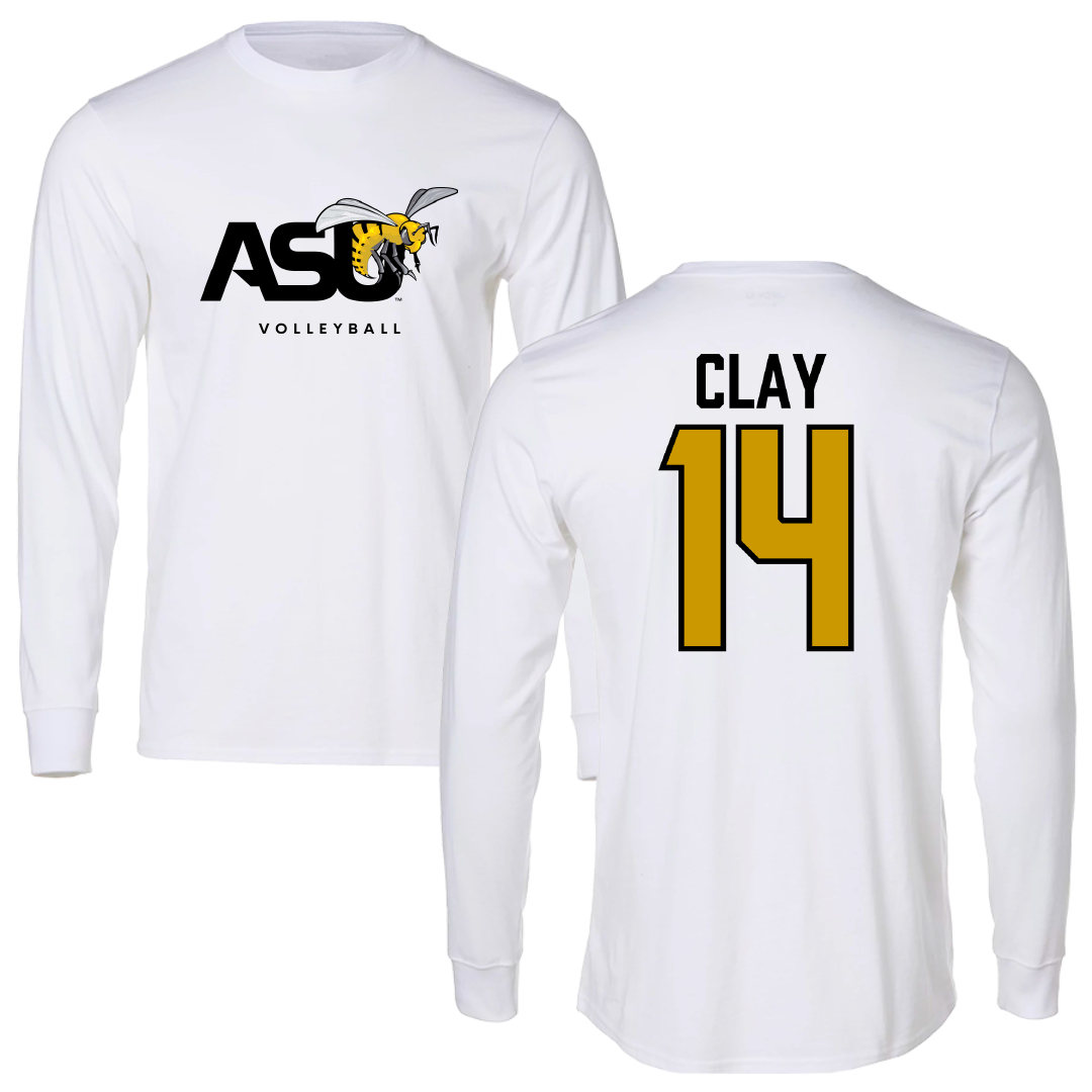 Alabama State University Volleyball White Long Sleeve - #14 Kamrynn Clay