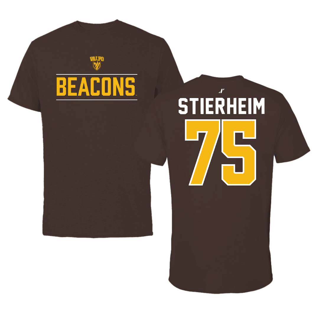 Valparaiso University Football Brown General Tee - #75 Ethan Stierheim