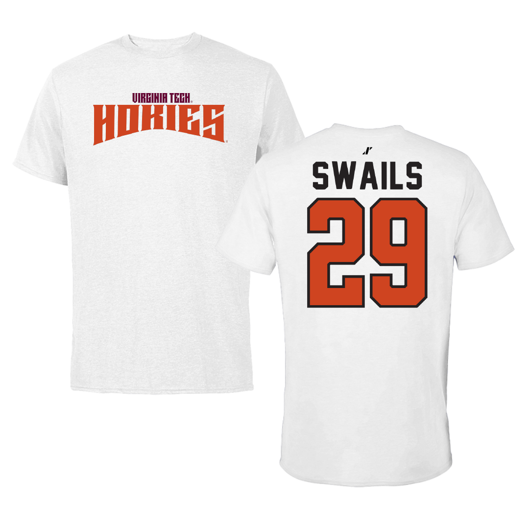 Virginia Tech Baseball White Classic Performance Tee - #29 Tucker Swails