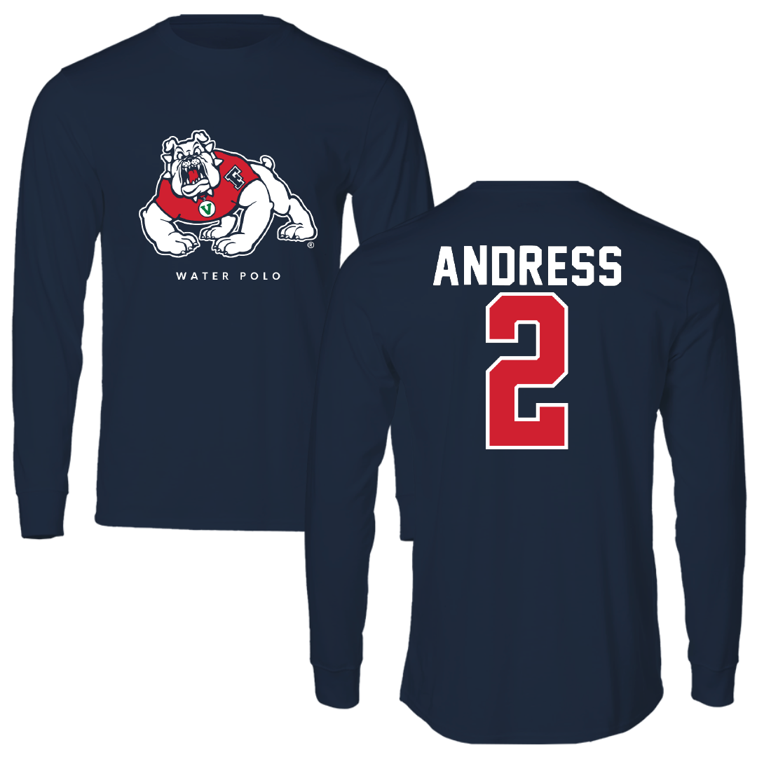 Fresno State University Water Polo Navy Performance Long Sleeve - #2 Hailey Andress