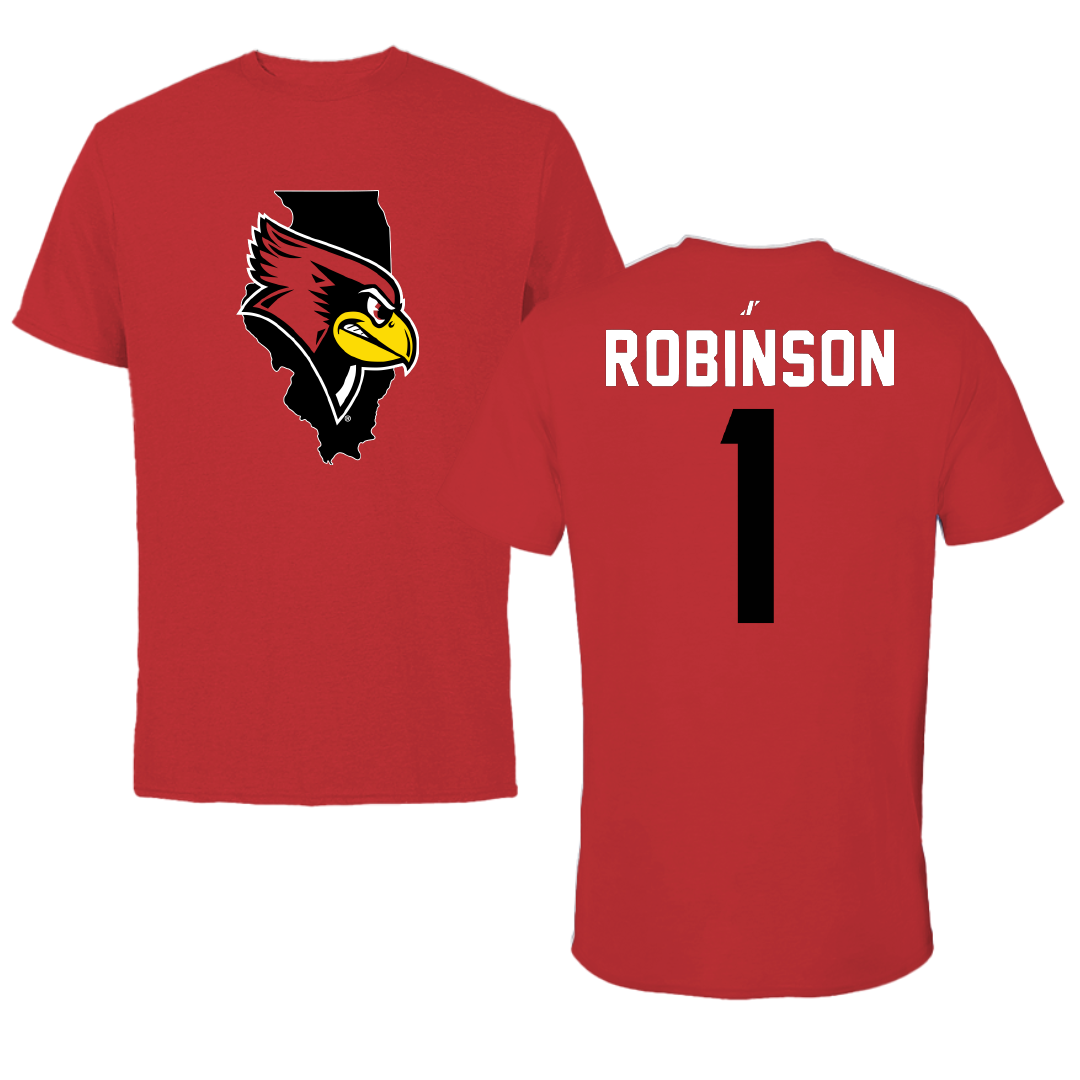 Illinois State University Baseball Red State Performance Tee - #1 Shai Robinson