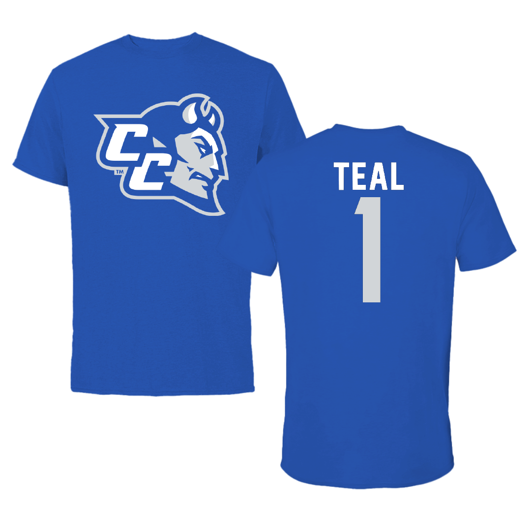 Central Connecticut State University Softball Blue Performance Tee - #1 Joslyn Teal
