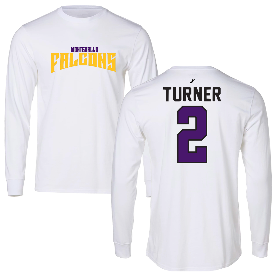 University of Montevallo Baseball White Classic Performance Long Sleeve - #2 McGwire Turner