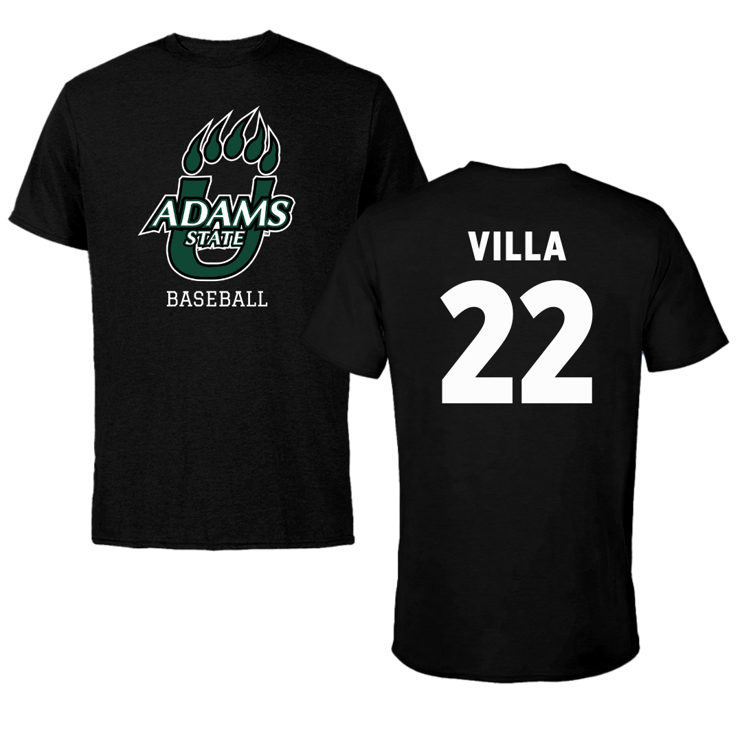 Adams State University Baseball Black State Tee - #22 Eric Villa